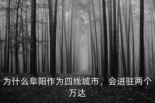 為什么阜陽作為四線城市，會進駐兩個萬達