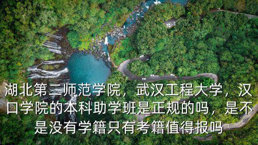 湖北第二師范學(xué)院，武漢工程大學(xué)，漢口學(xué)院的本科助學(xué)班是正規(guī)的嗎，是不是沒(méi)有學(xué)籍只有考籍值得報(bào)嗎