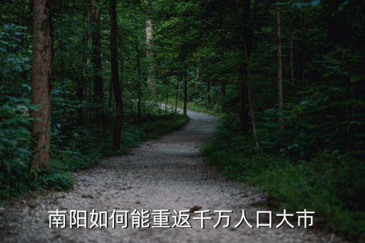 南陽如何能重返千萬人口大市