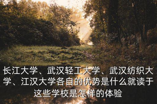 長江大學、武漢輕工大學、武漢紡織大學、江漢大學各自的優勢是什么就讀于這些學校是怎樣的體驗