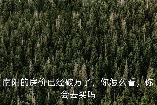 南陽的房價已經破萬了，你怎么看，你會去買嗎