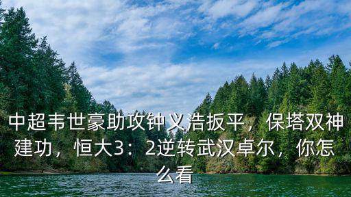 中超韋世豪助攻鐘義浩扳平，保塔雙神建功，恒大3：2逆轉武漢卓爾，你怎么看