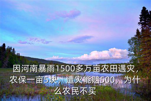 因河南暴雨1500多萬畝農田遇災，農保一畝5塊，遭災能賠500，為什么農民不買
