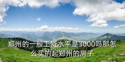 鄭州的一般工資水平是3000嗎那怎么買的起鄭州的房子