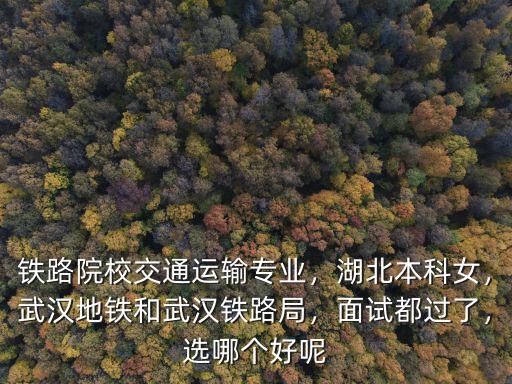 鐵路院校交通運輸專業，湖北本科女，武漢地鐵和武漢鐵路局，面試都過了，選哪個好呢