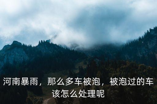 河南暴雨，那么多車被泡，被泡過的車該怎么處理呢