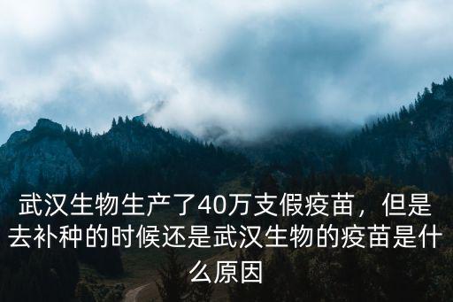 武漢生物生產了40萬支假疫苗，但是去補種的時候還是武漢生物的疫苗是什么原因