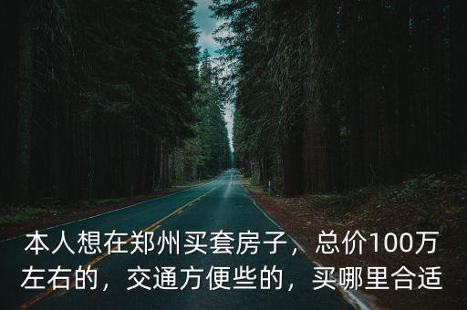 本人想在鄭州買套房子，總價100萬左右的，交通方便些的，買哪里合適