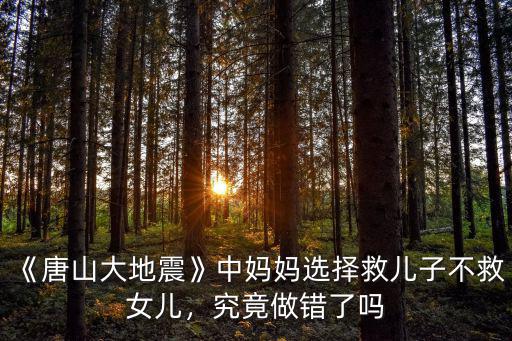 《唐山大地震》中媽媽選擇救兒子不救女兒，究竟做錯了嗎