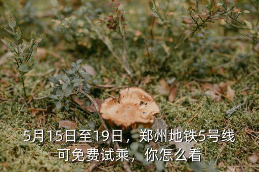 5月15日至19日，鄭州地鐵5號線可免費試乘，你怎么看