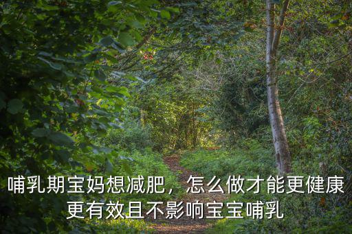 哺乳期寶媽想減肥，怎么做才能更健康更有效且不影響寶寶哺乳