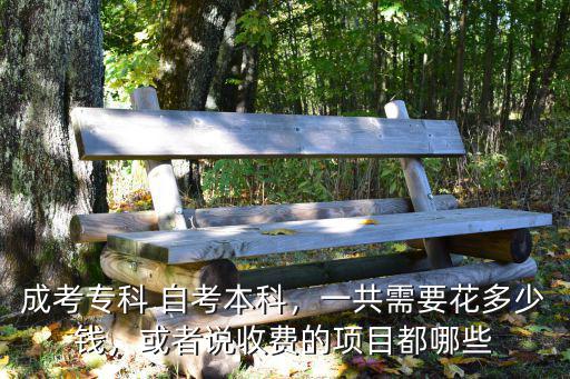 成考專科 自考本科，一共需要花多少錢，或者說收費的項目都哪些