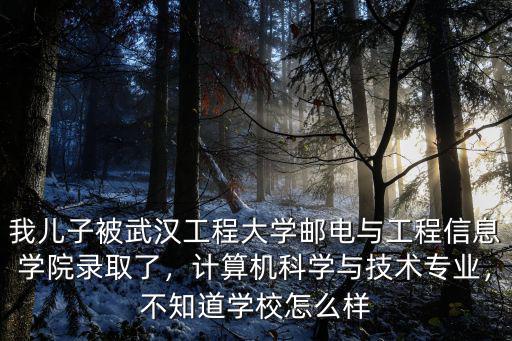 我兒子被武漢工程大學郵電與工程信息學院錄取了，計算機科學與技術專業，不知道學校怎么樣