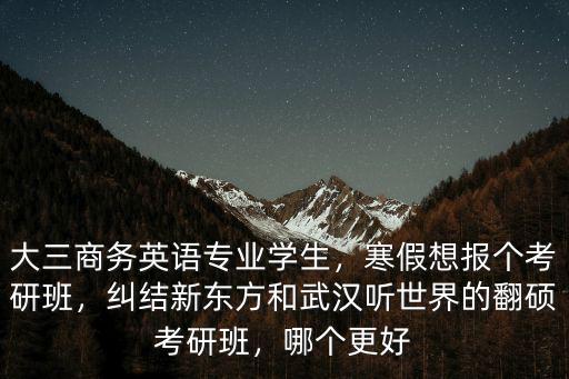 大三商務英語專業學生，寒假想報個考研班，糾結新東方和武漢聽世界的翻碩考研班，哪個更好