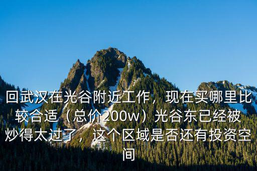 回武漢在光谷附近工作，現(xiàn)在買哪里比較合適（總價(jià)200w）光谷東已經(jīng)被炒得太過了，這個(gè)區(qū)域是否還有投資空間