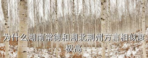 為什么湖南常德和湖北荊州方言相似度極高