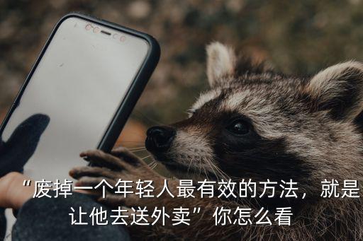 “廢掉一個年輕人最有效的方法，就是讓他去送外賣”你怎么看