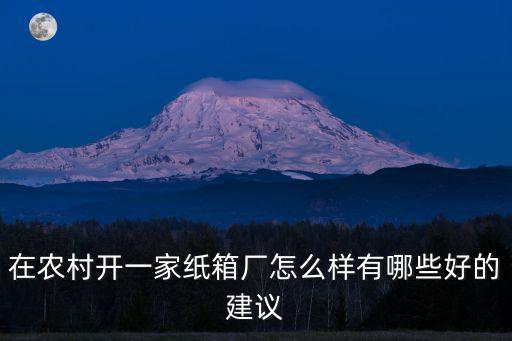 在農村開一家紙箱廠怎么樣有哪些好的建議