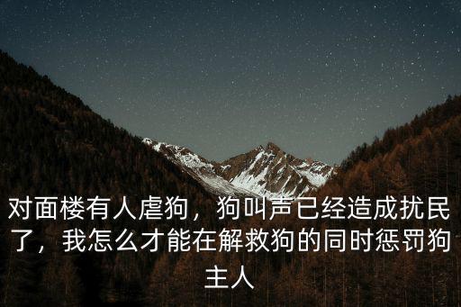 對面樓有人虐狗，狗叫聲已經造成擾民了，我怎么才能在解救狗的同時懲罰狗主人