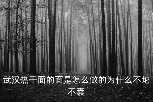武漢熱干面的面是怎么做的為什么不坨不囊