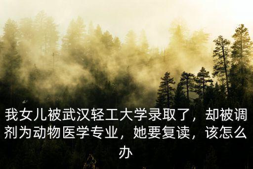 我女兒被武漢輕工大學錄取了，卻被調劑為動物醫學專業，她要復讀，該怎么辦
