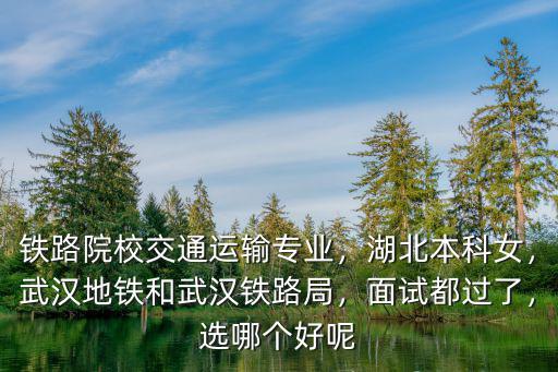 鐵路院校交通運輸專業，湖北本科女，武漢地鐵和武漢鐵路局，面試都過了，選哪個好呢
