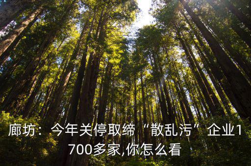 廊坊：今年關停取締“散亂污”企業1700多家,你怎么看