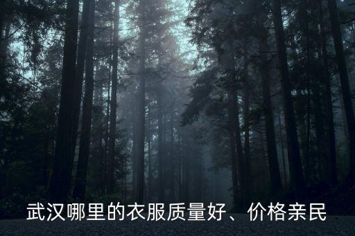 武漢哪里的衣服質量好、價格親民