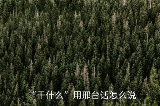 “干什么”用邢臺話怎么說