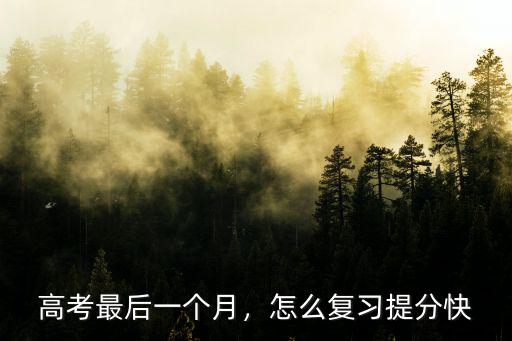 高考最后一個月，怎么復習提分快