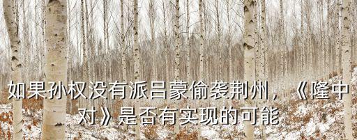 如果孫權(quán)沒有派呂蒙偷襲荊州，《隆中對》是否有實(shí)現(xiàn)的可能