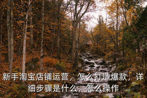 新手淘寶店鋪運營，怎么打造爆款，詳細步驟是什么，怎么操作