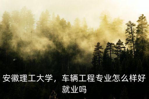 安徽理工大學，車輛工程專業怎么樣好就業嗎