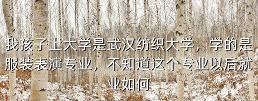 我孩子上大學是武漢紡織大學，學的是服裝表演專業(yè)，不知道這個專業(yè)以后就業(yè)如何