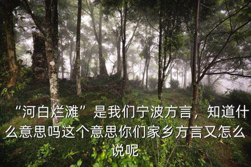 “河白爛灘”是我們寧波方言，知道什么意思嗎這個意思你們家鄉方言又怎么說呢