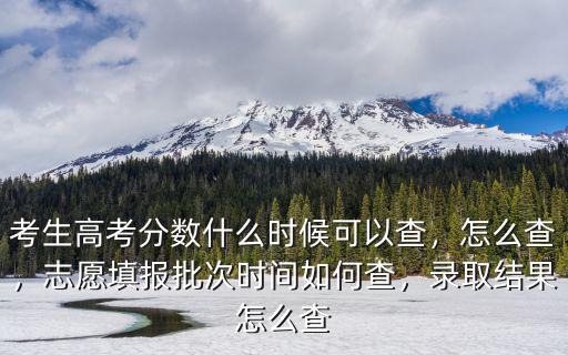 考生高考分數什么時候可以查，怎么查，志愿填報批次時間如何查，錄取結果怎么查