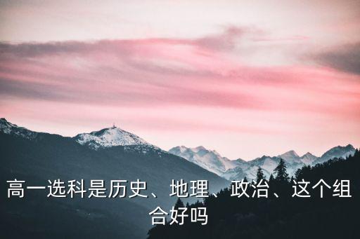 高一選科是歷史、地理、政治、這個組合好嗎