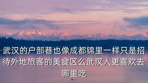 武漢的戶部巷也像成都錦里一樣只是招待外地旅客的美食區么武漢人更喜歡去哪里吃