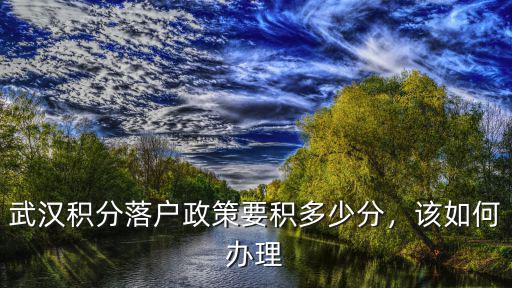 武漢積分落戶政策要積多少分，該如何辦理