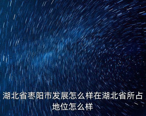 湖北省棗陽市發(fā)展怎么樣在湖北省所占地位怎么樣