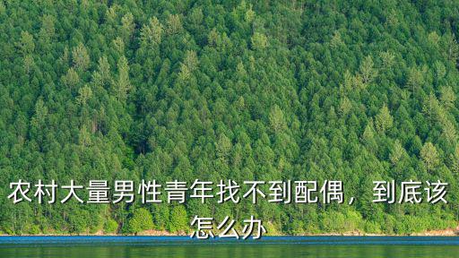 農(nóng)村大量男性青年找不到配偶，到底該怎么辦