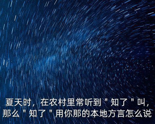 夏天時(shí)，在農(nóng)村里常聽(tīng)到＂知了＂叫，那么＂知了＂用你那的本地方言怎么說(shuō)