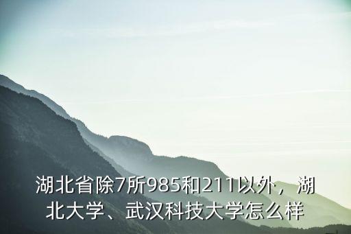 湖北省除7所985和211以外，湖北大學、武漢科技大學怎么樣