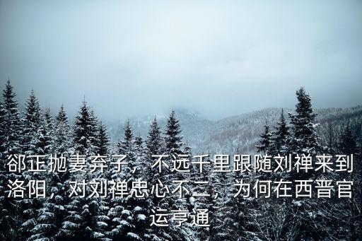 劉禪遷到洛陽哪里,不遠(yuǎn)千里跟隨劉禪來到洛陽