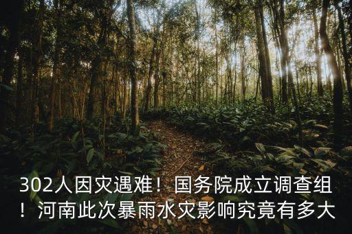 302人因災遇難！國務院成立調查組！河南此次暴雨水災影響究竟有多大