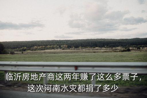 臨沂房地產商這兩年賺了這么多票子，這次河南水災都捐了多少
