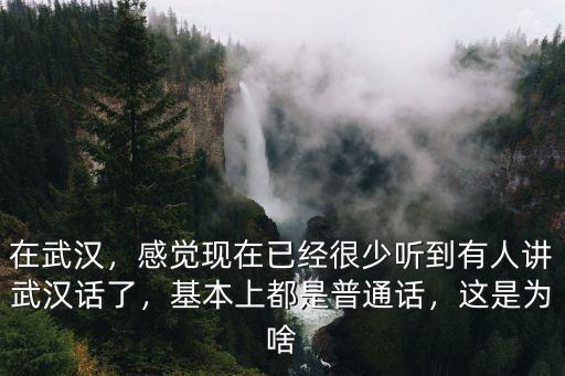 在武漢，感覺現在已經很少聽到有人講武漢話了，基本上都是普通話，這是為啥
