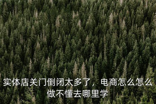 實體店關門倒閉太多了，電商怎么怎么做不懂去哪里學
