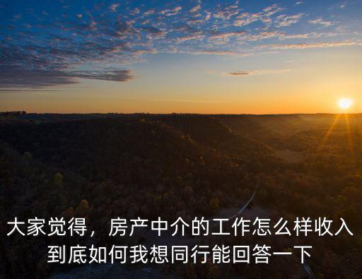 大家覺得，房產(chǎn)中介的工作怎么樣收入到底如何我想同行能回答一下