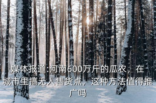 媒體報道:河南600萬斤的瓜農，在城市里搞無人售貨點，這種方法值得推廣嗎